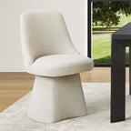 Swivel Dining Chair Single Linen Upholstered High-Back Armless