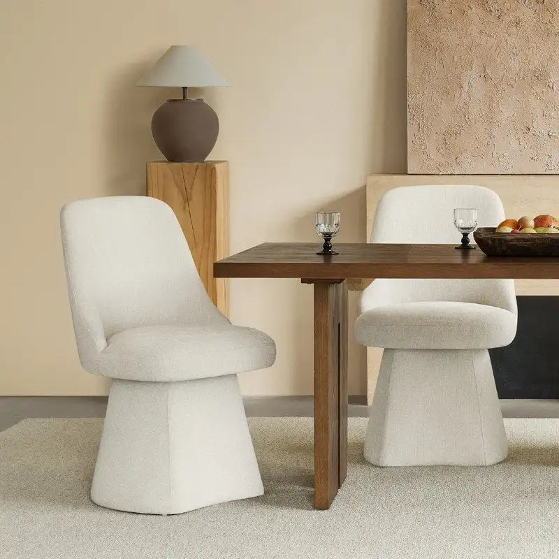 Anna Upholstered Swivel Armless Dining Chair for Kitchen Living Room