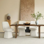 Swivel Dining Chair Single Linen Upholstered High-Back Armless