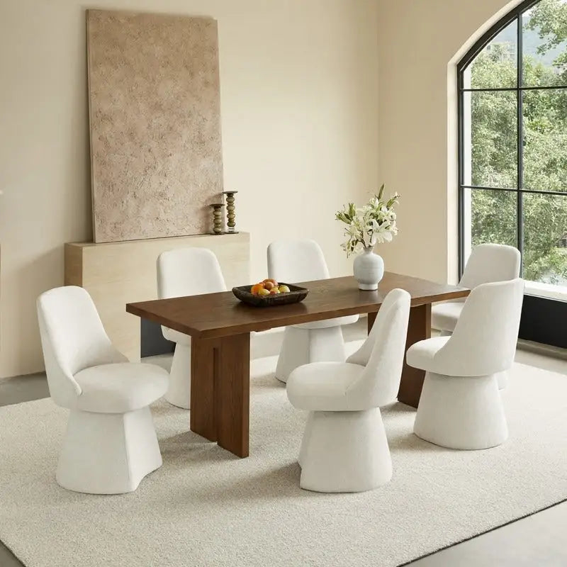 Swivel Dining Chair Single Linen Upholstered High-Back Armless