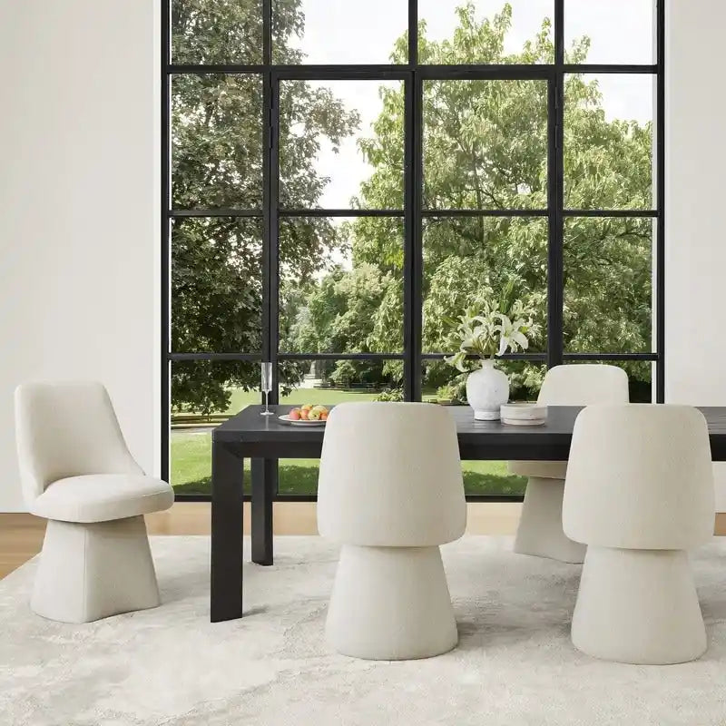 Swivel Dining Chair Single Linen Upholstered High-Back Armless