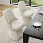Swivel Dining Chair Single Linen Upholstered High-Back Armless