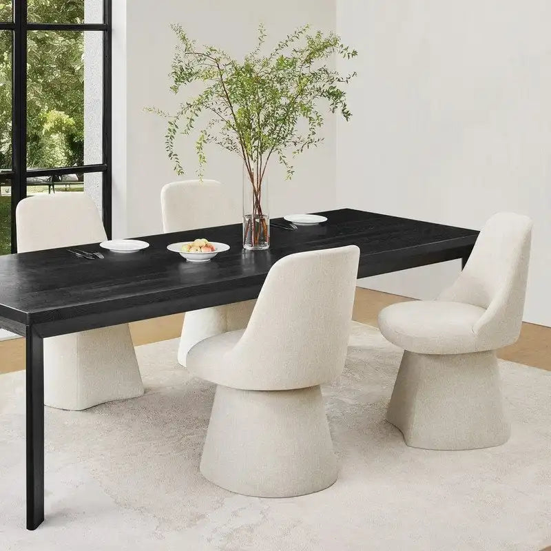 Swivel Dining Chair Single Linen Upholstered High-Back Armless