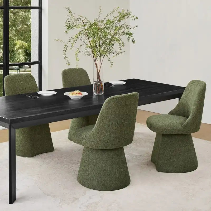 Swivel Dining Chair Single Linen Upholstered High-Back Armless