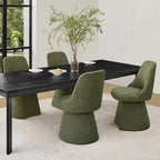 Swivel Dining Chair Single Linen Upholstered High-Back Armless