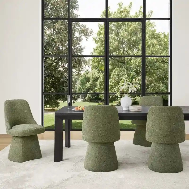 Swivel Dining Chair Single Linen Upholstered High-Back Armless