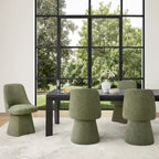 Swivel Dining Chair Single Linen Upholstered High-Back Armless