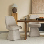Swivel Dining Chair Single Linen Upholstered High-Back Armless