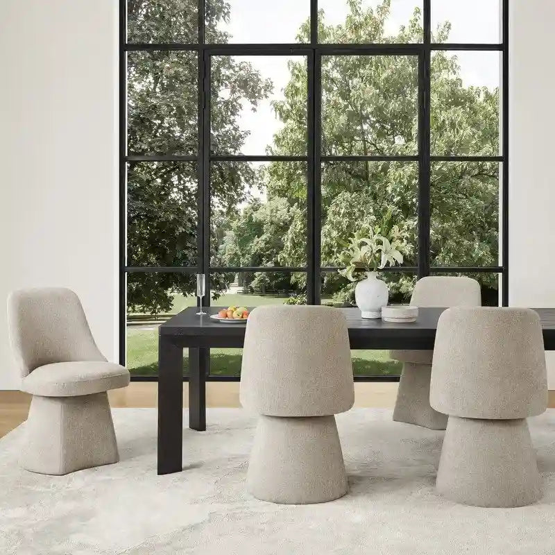 Swivel Dining Chair Single Linen Upholstered High-Back Armless