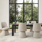 Swivel Dining Chair Single Linen Upholstered High-Back Armless