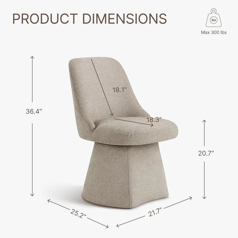 Swivel Dining Chair Single Linen Upholstered High-Back Armless