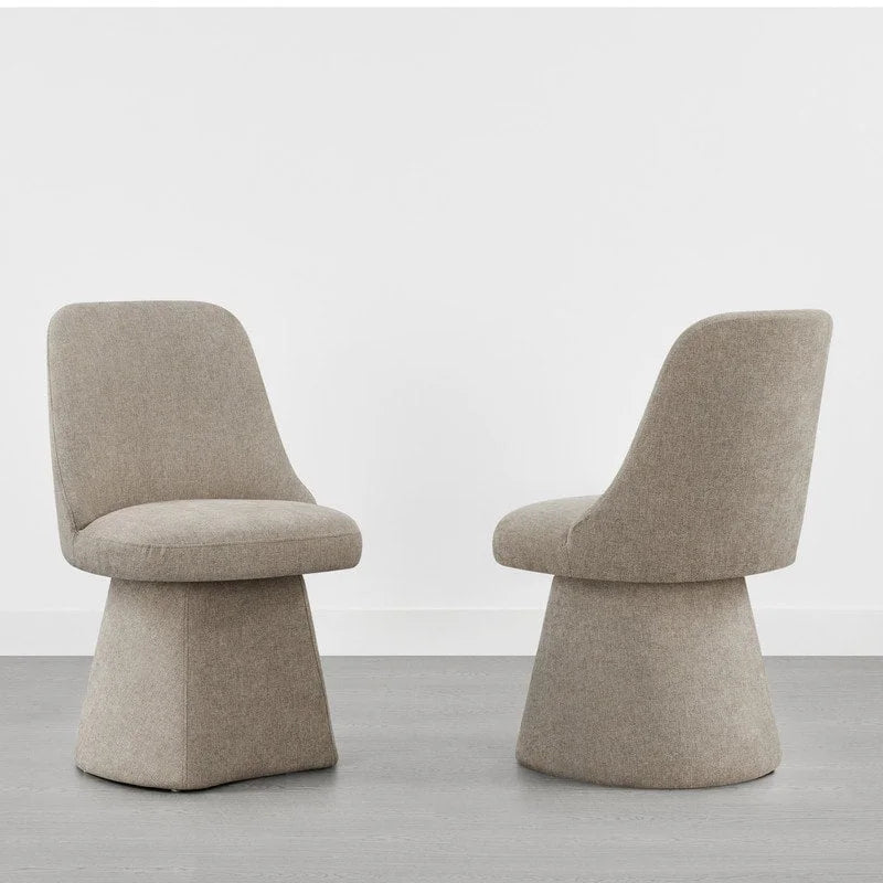 Swivel Dining Chair Single Linen Upholstered High-Back Armless