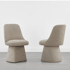 Swivel Dining Chair Single Linen Upholstered High-Back Armless