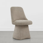 Swivel Dining Chair Single Linen Upholstered High-Back Armless