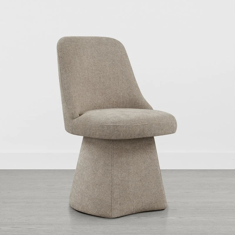 Swivel Dining Chair Single Linen Upholstered High-Back Armless