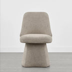 Swivel Dining Chair Single Linen Upholstered High-Back Armless