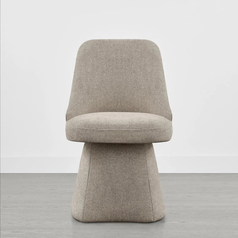 Swivel Dining Chair Single Linen Upholstered High-Back Armless