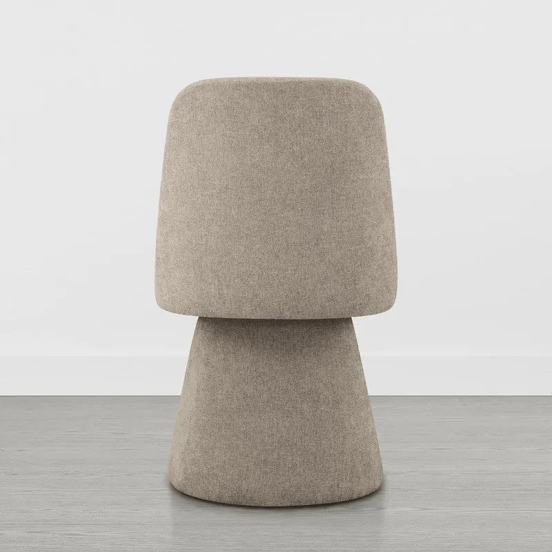 Swivel Dining Chair Single Linen Upholstered High-Back Armless