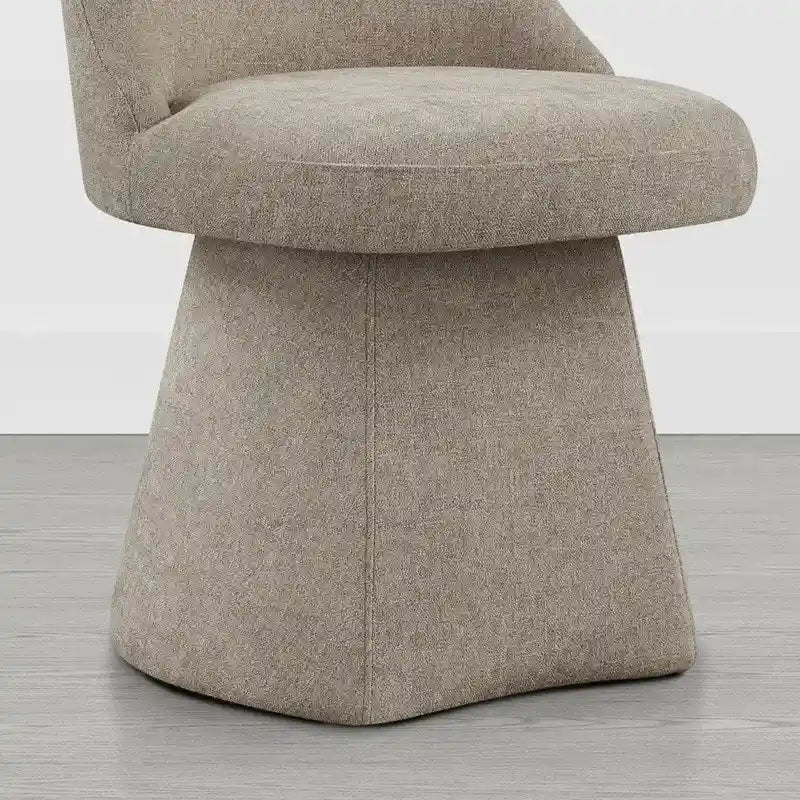Swivel Dining Chair Single Linen Upholstered High-Back Armless