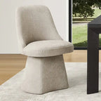 Swivel Dining Chair Single Linen Upholstered High-Back Armless
