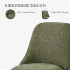 Swivel Dining Chair Single Linen Upholstered High-Back Armless