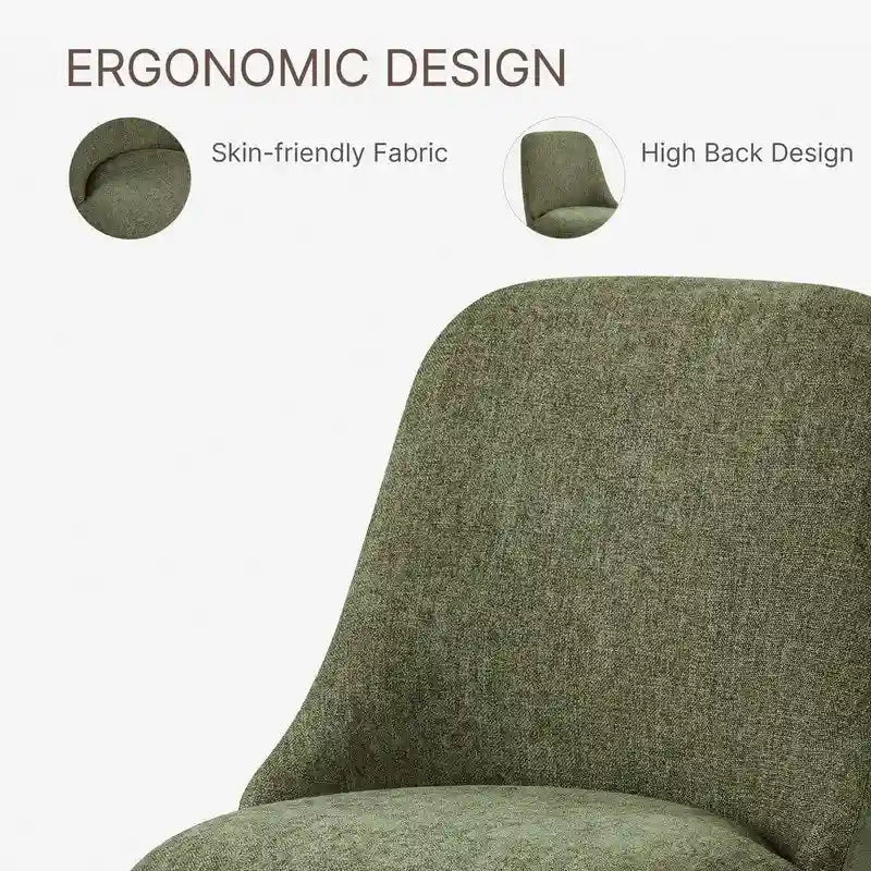 Swivel Dining Chair Single Linen Upholstered High-Back Armless