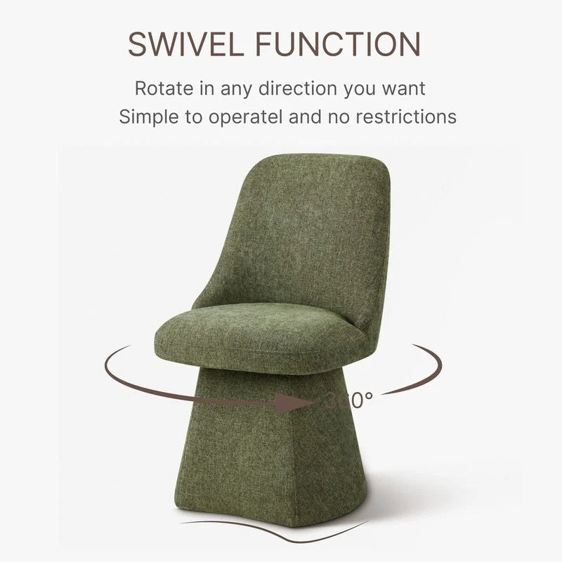 Swivel Dining Chair Single Linen Upholstered High-Back Armless