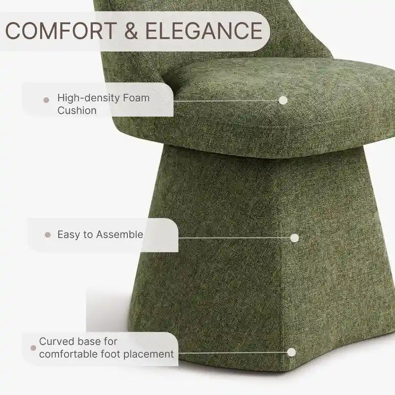 Swivel Dining Chair Single Linen Upholstered High-Back Armless