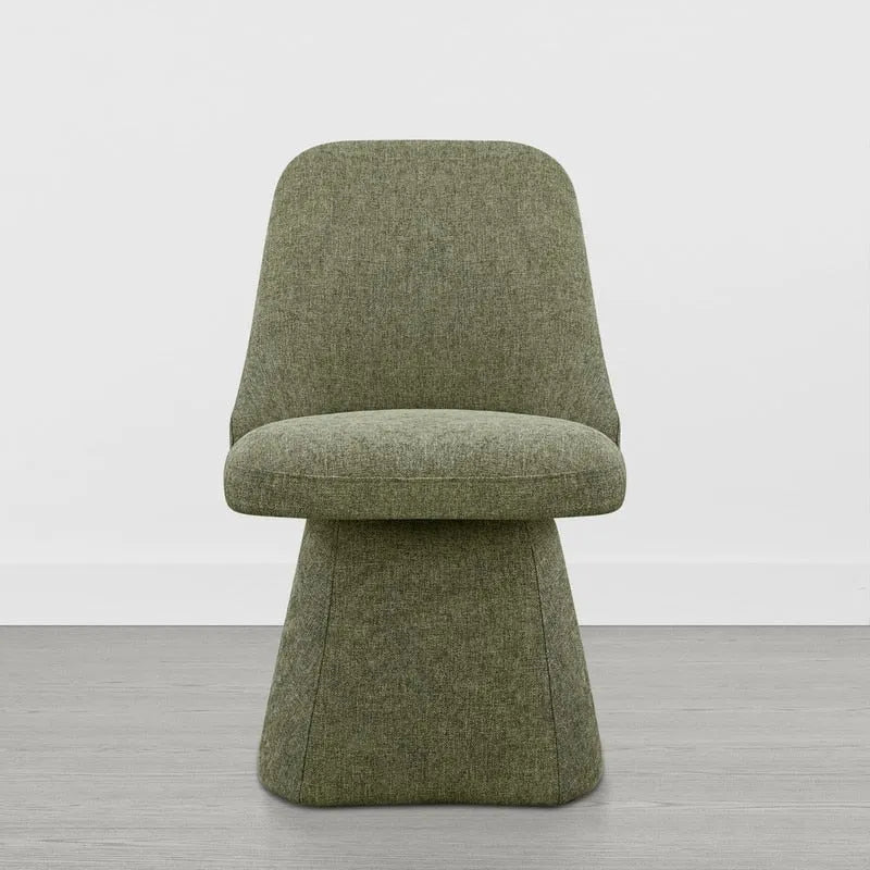 Swivel Dining Chair Single Linen Upholstered High-Back Armless