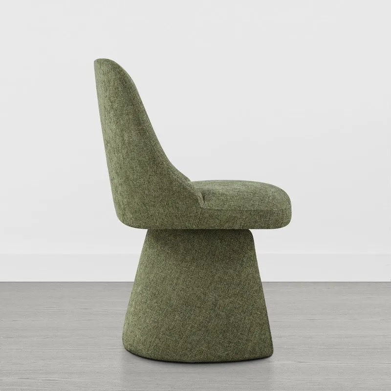 Swivel Dining Chair Single Linen Upholstered High-Back Armless