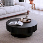 Wood Veneer Round Coffee Table with Storage