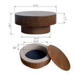 Wood Veneer Round Coffee Table with Storage