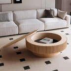 Wood Veneer Round Coffee Table with Storage