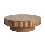 Wood Veneer Round Coffee Table with Storage