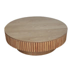 Wood Veneer Round Coffee Table with Storage