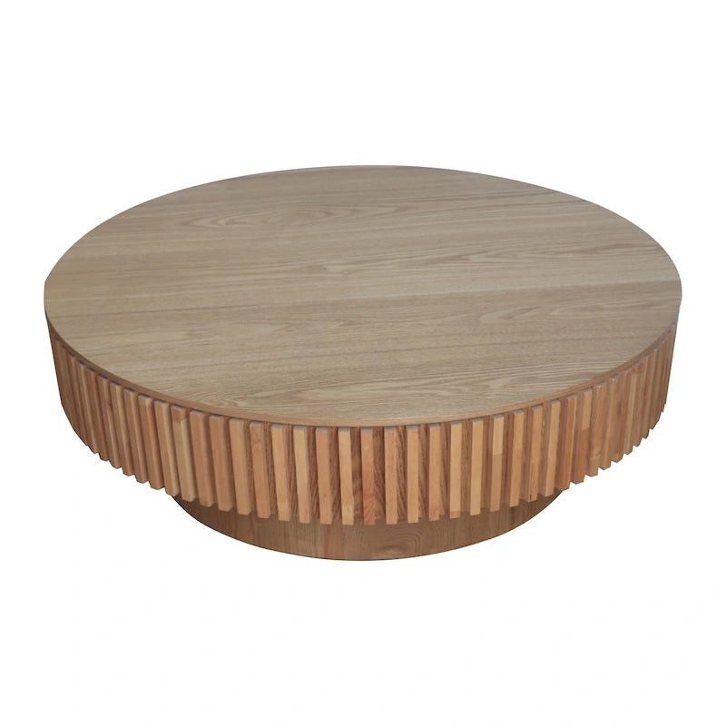 Wood Veneer Round Coffee Table with Storage