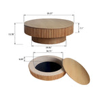 Wood Veneer Round Coffee Table with Storage
