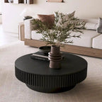 Wood Veneer Round Coffee Table with Storage