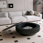 Wood Veneer Round Coffee Table with Storage
