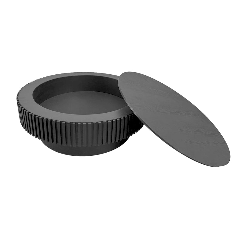 Wood Veneer Round Coffee Table with Storage