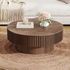 Wood Veneer Round Coffee Table with Storage