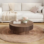 Wood Veneer Round Coffee Table with Storage