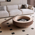 Wood Veneer Round Coffee Table with Storage