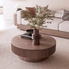 Wood Veneer Round Coffee Table with Storage