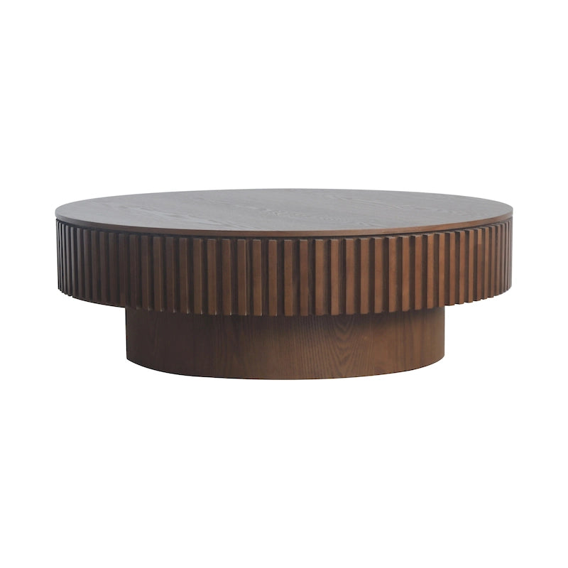 Wood Veneer Round Coffee Table with Storage
