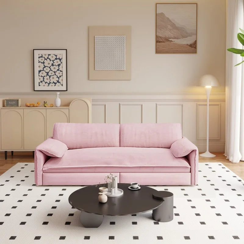 Velvet Convertible Sleeper Sofa - Queen Size - 3-in-1