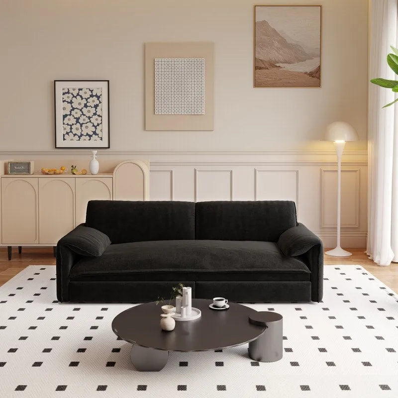 Velvet Convertible Sleeper Sofa - Queen Size - 3-in-1