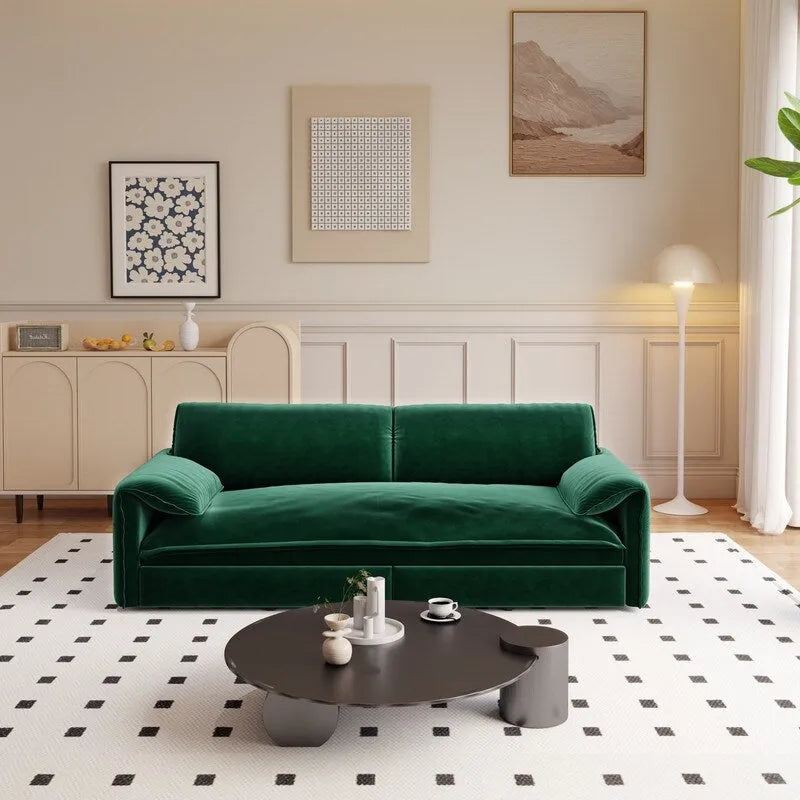 Velvet Convertible Sleeper Sofa - Queen Size - 3-in-1