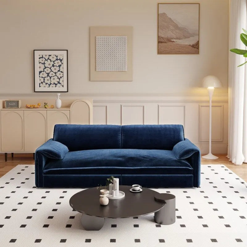 Velvet Convertible Sleeper Sofa - Queen Size - 3-in-1