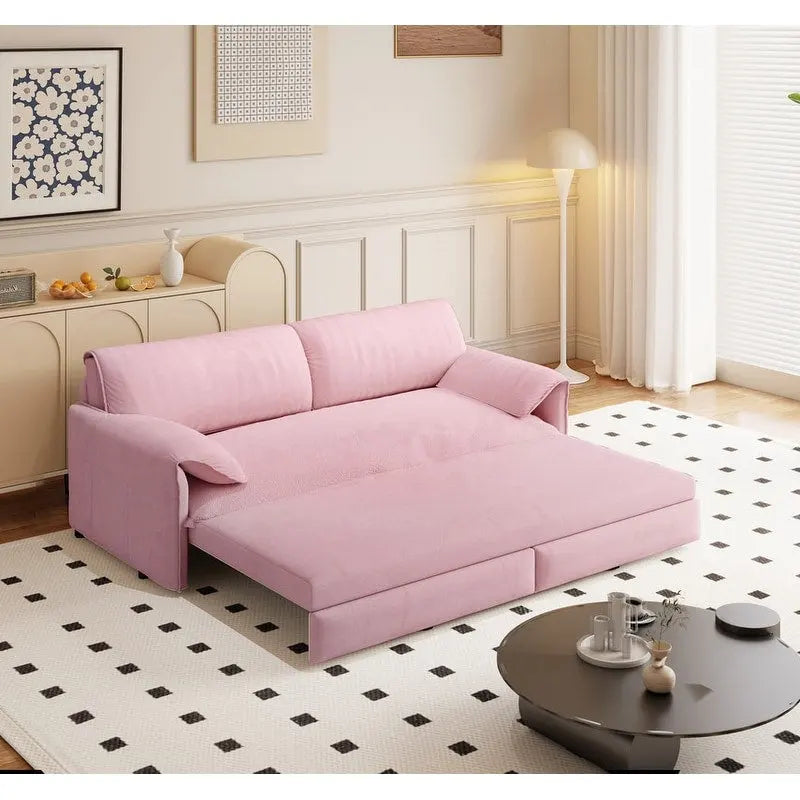 Velvet Convertible Sleeper Sofa - Queen Size - 3-in-1